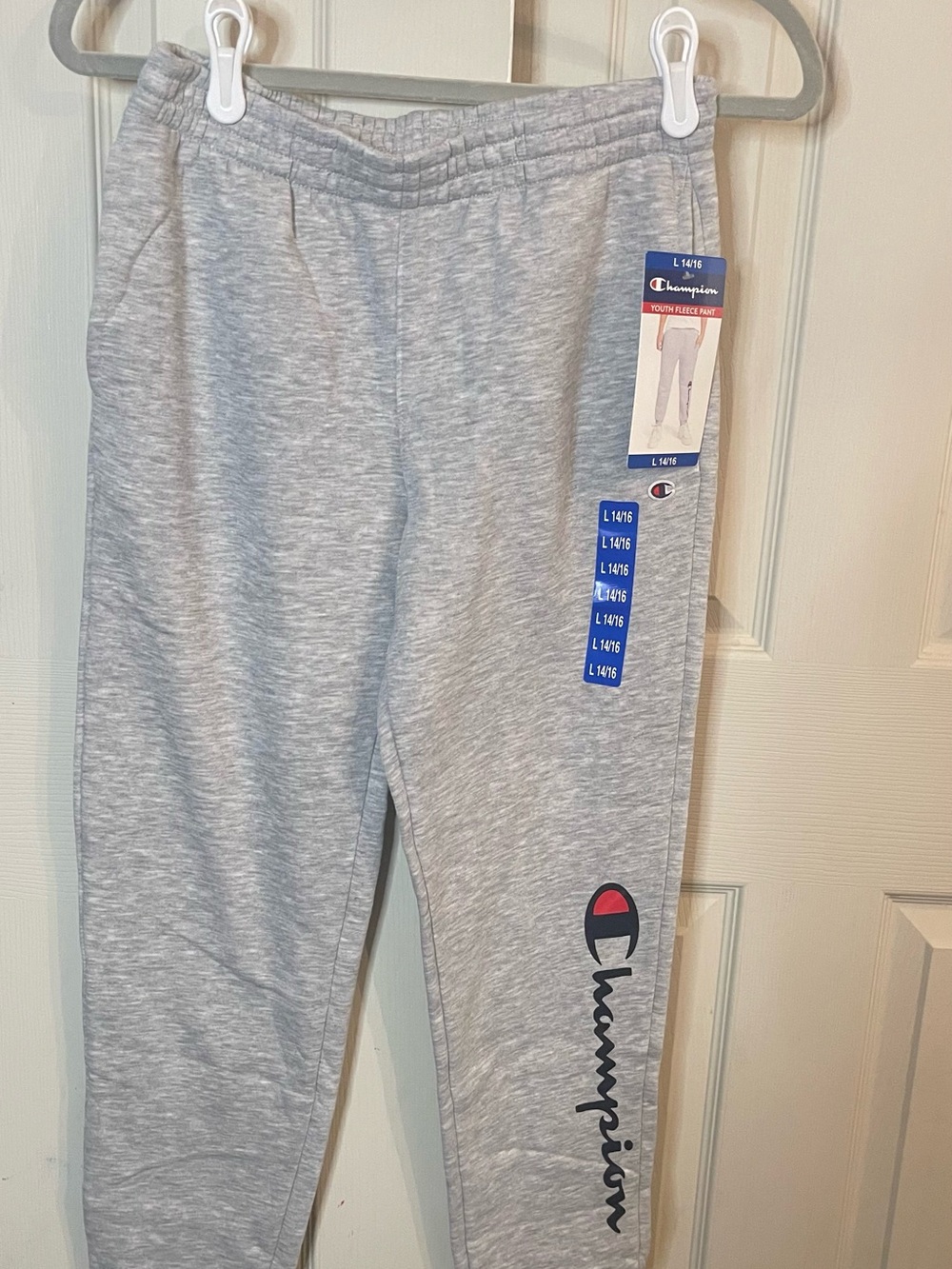 Champion Gray Kids Logo Joggers with Navy & Red Accent